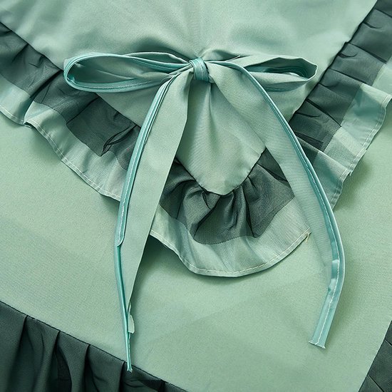 Unyqoos® Romantische beddenset met ruches en striksluiting voor eenpersoonsbed