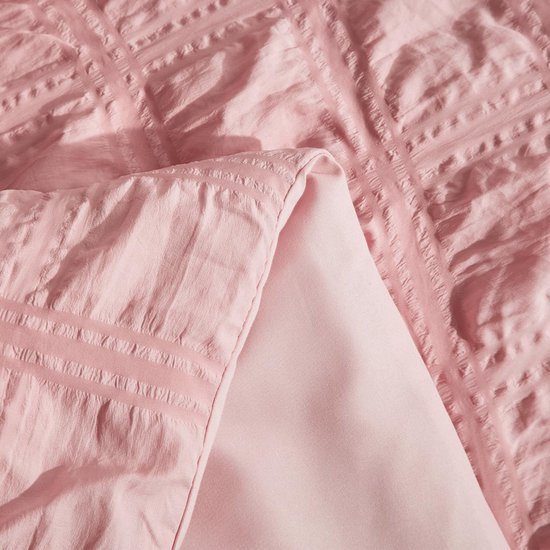 Unyqoos® Ademende Seersucker Beddengoedset voor Zomerslaapcomfort in Roze Tint