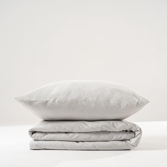 Unyqoos® Ademend lichtgrijs dekbedovertrek met kussensloop voor ultiem comfort