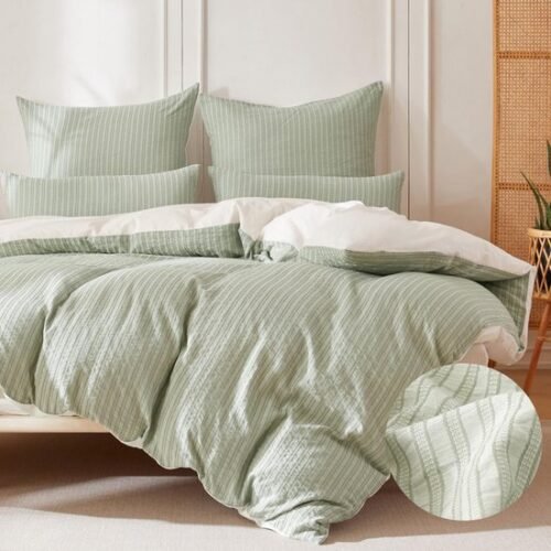 550x550-12836.jpg Unyqoos® Vierdelige katoenen beddengoedset met gestreept design en ritssluiting