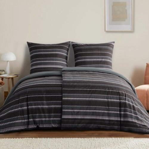 Unyqoos® Comfortabele en ademende beddengoedset met strepenpatroon en ritssluiting