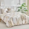 Unyqoos® Elegante witte dekbedovertrekset met gouden palmbladmotief en ritssluiting