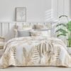 Unyqoos® Elegante witte dekbedovertrekset met gouden palmbladmotief en ritssluiting
