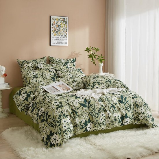 Unyqoos® Esthetisch dekbedovertrek met bloemenmotief en kussensloop van katoen