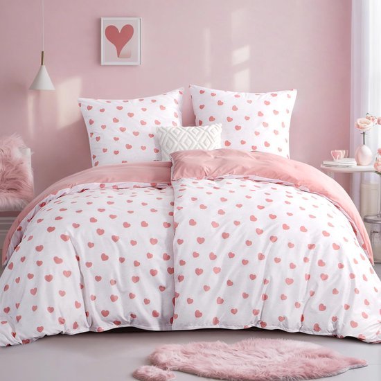 550x550-12935.jpg Unyqoos® Stijlvol en Zacht Microvezel Beddengoed met Hartjespatroon voor Comfortabele Nachten