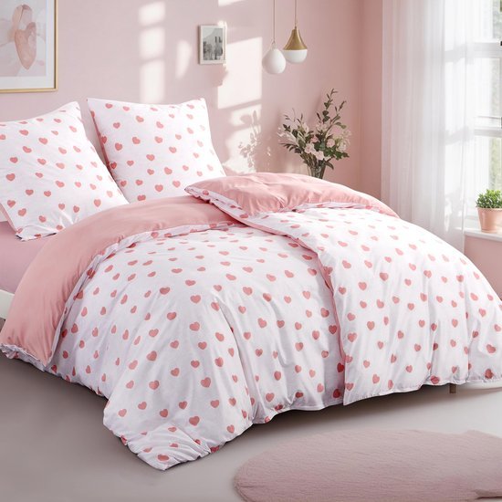 550x550-12936.jpg Unyqoos® Stijlvol en Zacht Microvezel Beddengoed met Hartjespatroon voor Comfortabele Nachten