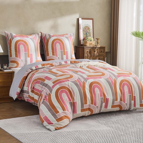 Unyqoos® Geometrisch Bedrukt Dekbedovertrek van Microvezel voor Koel en Comfortabel Slapen