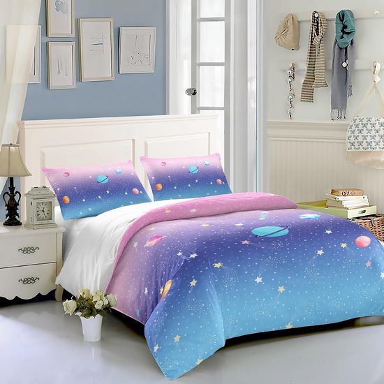 Unyqoos® Blauw-Paarse Beddengoedset met Rits voor Kinderen en Volwassenen