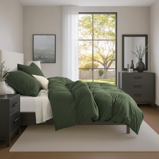 Unyqoos® Beddengoed Set voor Zomernachten - 4-Delig, Voorgewassen Microvezel en Katoenmix met Ritssluiting