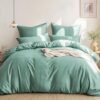 Unyqoos® Comfortabele katoenen beddengoedset 200 x 220 cm met ritssluiting in saliegroen