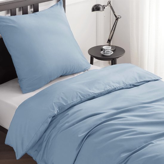 550x550-13021.jpg Unyqoos® Zachte katoenen beddengoedset in grijsblauw met ritssluiting en kussensloop
