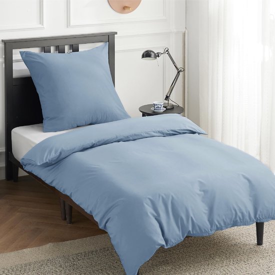 550x550-13022.jpg Unyqoos® Zachte katoenen beddengoedset in grijsblauw met ritssluiting en kussensloop