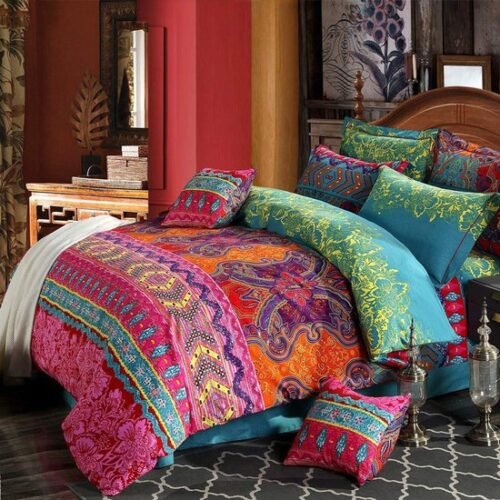 Unyqoos® Exotisch Boho Dekbedovertrek en Kussensloop Set met Indiaas Design
