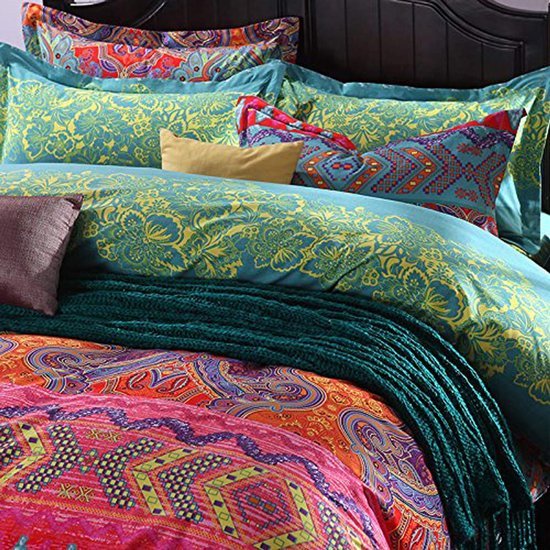 Unyqoos® Exotisch Boho Dekbedovertrek en Kussensloop Set met Indiaas Design