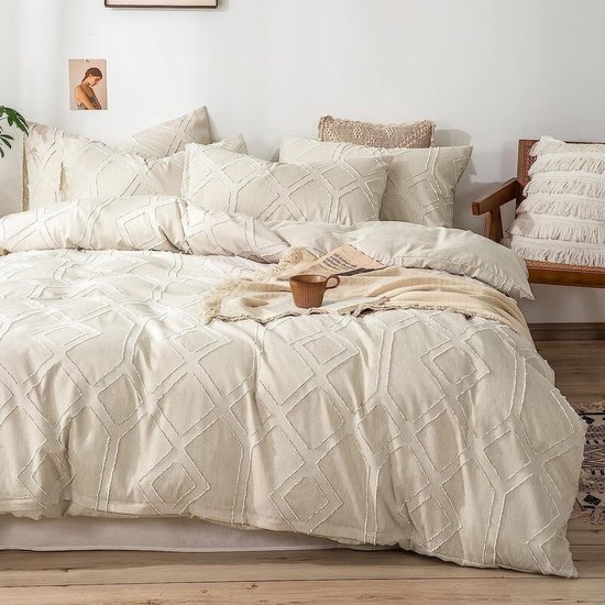 Unyqoos® Stijlvolle Boho Beddengoedset met Geometrisch Ontwerp en Ritssluiting voor Optimaal Comfort