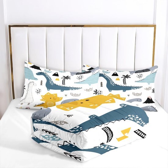 Unyqoos® Luxe vier seizoenen dekbedset met dinosaurusmotief voor kinderen en volwassenen