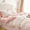 Unyqoos® Omkeerbare beddenset met botanisch patroon in roze en wit microvezel