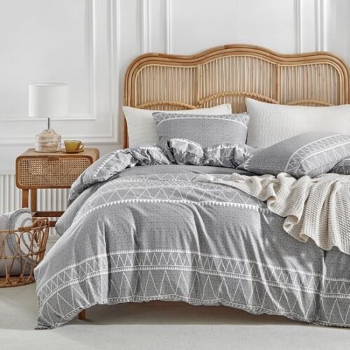 Unyqoos® Stijlvolle Grijze Dekbedovertrekset 200x200cm met Bohemian Motief en Kussenslopen