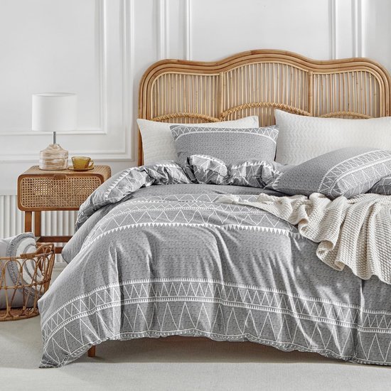 Unyqoos® Stijlvolle Grijze Dekbedovertrekset 200x200cm met Bohemian Motief en Kussenslopen