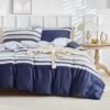 Unyqoos® Gestreepte microvezel beddengoedset met dekbedovertrek en kussenslopen