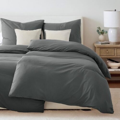 Unyqoos® Knuffelzachte grijze beddengoedset met microvezel dekbedovertrek en kussenslopen