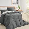 Unyqoos® Knuffelzachte grijze beddengoedset met microvezel dekbedovertrek en kussenslopen
