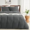 Unyqoos® Knuffelzachte grijze beddengoedset met microvezel dekbedovertrek en kussenslopen