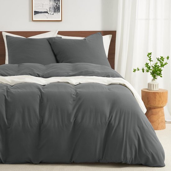 Unyqoos® Knuffelzachte grijze beddengoedset met microvezel dekbedovertrek en kussenslopen