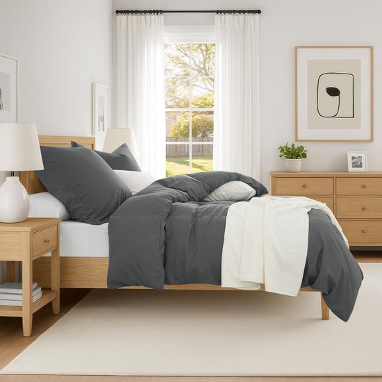 Unyqoos® Knuffelzachte grijze beddengoedset met microvezel dekbedovertrek en kussenslopen