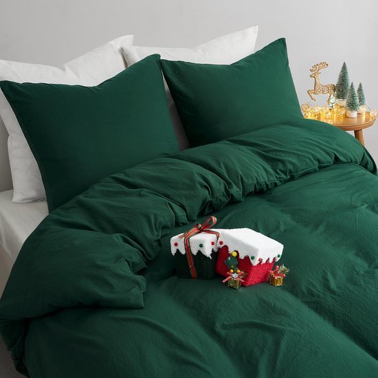 550x550-13145.jpg Unyqoos® Luxueus donkergroen dekbedovertrek van microvezel met kussenslopen