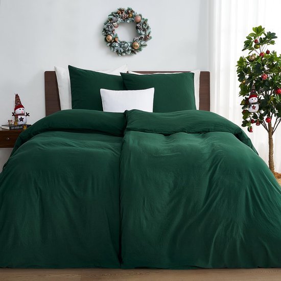 550x550-13148.jpg Unyqoos® Luxueus donkergroen dekbedovertrek van microvezel met kussenslopen