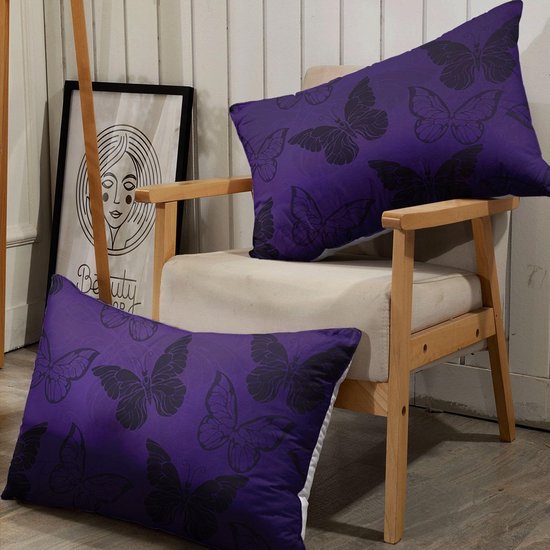 Unyqoos® Paarse beddengoedset met vlinderdesign voor eenpersoonsbed inclusief kussenslopen