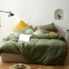 550x550-13170.jpg Unyqoos® Olijfgroene microvezel beddengoedset met ritssluiting en kussensloop
