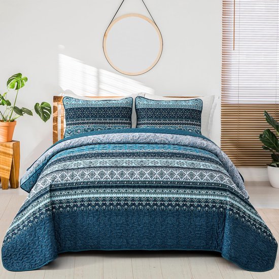 Unyqoos® Stijlvolle en Comfortabele 3-delige Bedsprei Set voor Tweepersoonsbedden, Inclusief Kussenslopen