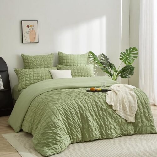 Unyqoos® Ademende en verkoelende seersucker beddengoedset voor een frisse zomernacht