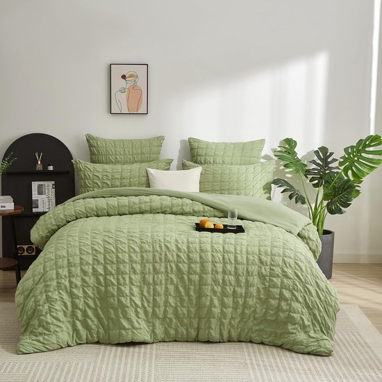 Unyqoos® Ademende en verkoelende seersucker beddengoedset voor een frisse zomernacht