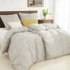 Unyqoos® Luxe 4-delige beddengoedset van microvezel met effen beige design