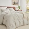 Unyqoos® Luxe 4-delige beddengoedset van microvezel met effen beige design