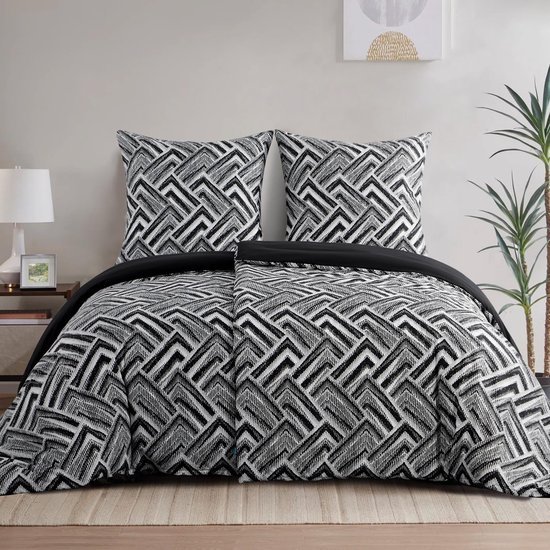 Unyqoos® Zachte en stijlvolle microvezel beddengoedset met geometrisch patroon