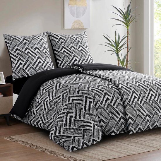 Unyqoos® Zachte en stijlvolle microvezel beddengoedset met geometrisch patroon