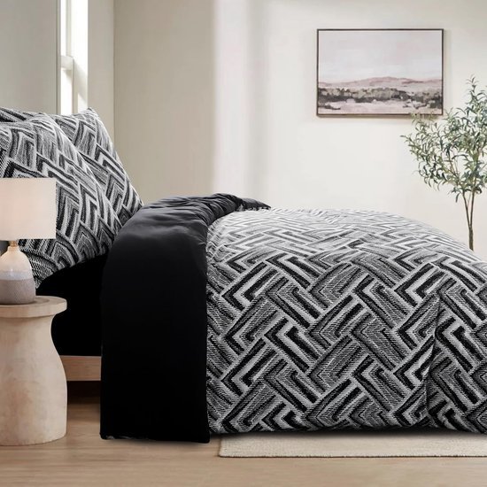Unyqoos® Zachte en stijlvolle microvezel beddengoedset met geometrisch patroon
