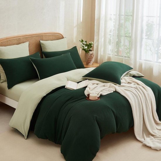 Unyqoos® Omkeerbaar Muslin Dekbedovertrek Set in , Ademend en Temperatuurregulerend