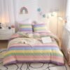 Unyqoos® Kleurrijk kinderbeddengoed met regenboogstrepen en kussensloop