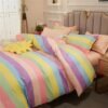 Unyqoos® Kleurrijk kinderbeddengoed met regenboogstrepen en kussensloop