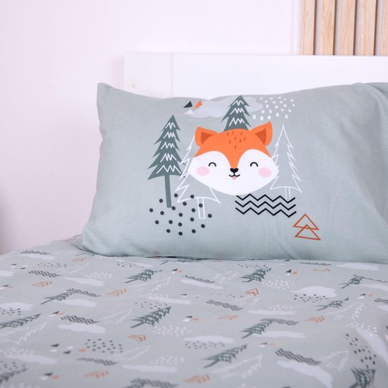 Unyqoos® Flanellen Beddengoedset voor Kinderen met Dubbelzijdig Bosmotief