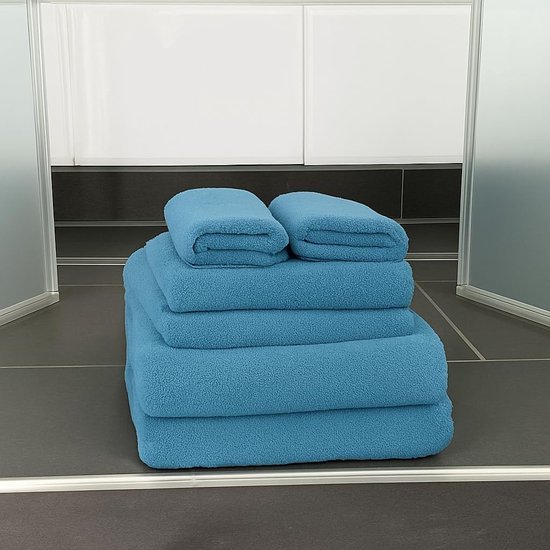 550x550-13253.jpg Unyqoos® Set van 6 Zachte en Absorberende Microvezel Handdoeken in Blauw voor Verschillende Toepassingen