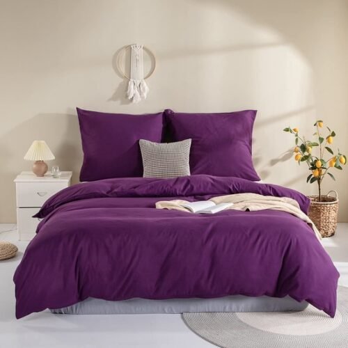 Unyqoos® Comfortabel en stijlvol paars met ritssluiting voor tweepersoonsbed
