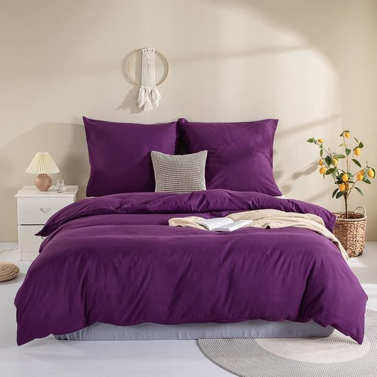 Unyqoos® Comfortabel en stijlvol paars met ritssluiting voor tweepersoonsbed