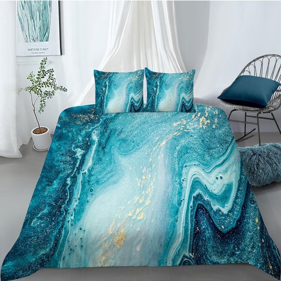 Unyqoos® Stijlvol marmer beddengoedset met 3D-print en zachte microvezel