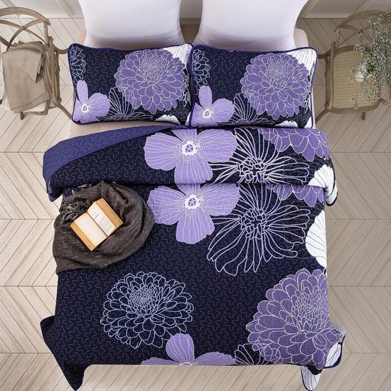 550x550-13288.jpg Unyqoos® Luxueuze Paarse Bloemen Sprei en Kussensloop Set voor Stijlvolle Slaapkamers